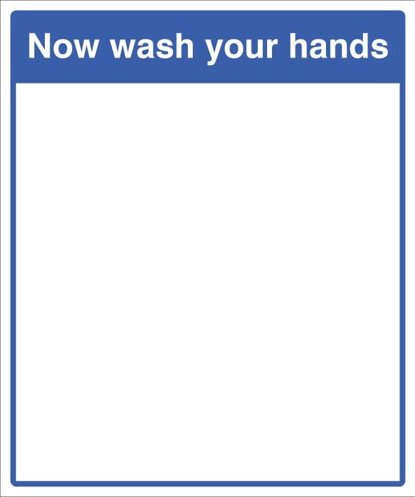 59238 Mirror Message - Now wash your hands 405x485mm  (405x485) Safety Sign