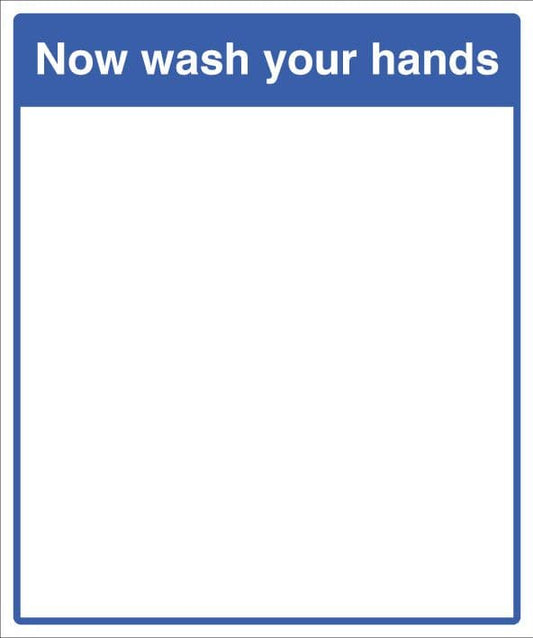 59238 Mirror Message - Now wash your hands 405x485mm  (405x485) Safety Sign