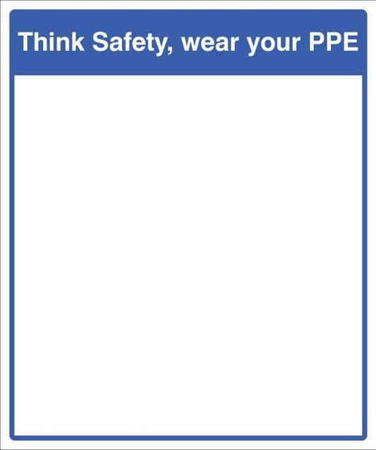 59239 Mirror Message - Think safety, wear your PPE 405x485mm  (405x485) Safety Sign
