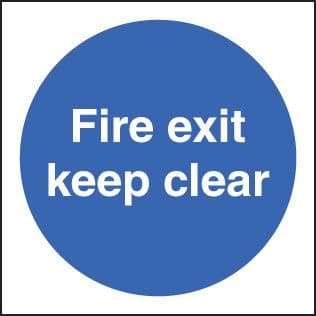 59246 Fire exit keep clear double sided self adhesive 100x100mm  (100x100mm) Safety Sign