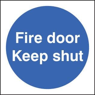 59247 Fire door keep shut double sided self adhesive 100x100mm  (100x100mm) Safety Sign