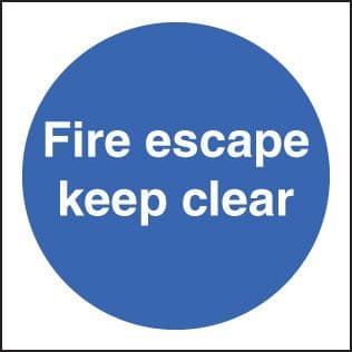 59248 Fire escape keep clear double sided self adhesive 100x100mm  (100x100mm) Safety Sign