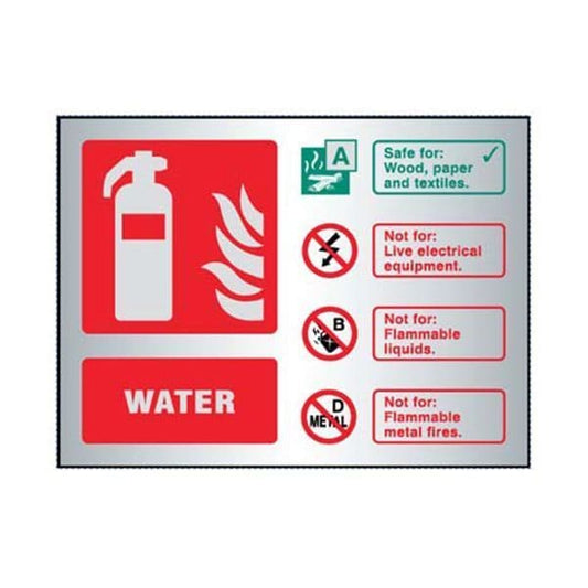 59485 Water extinguisher ID aluminium 150x200mm adhesive backed