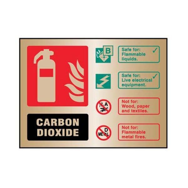 59486 CO2 extinguisher ID brass 150x200mm adhesive backed