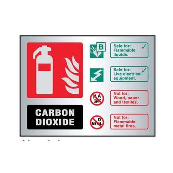 59487 CO2 extinguisher ID aluminium 150x200mm adhesive backed