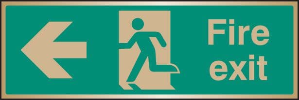 59516 Fire exit arrow left brass 300x100mm  (300x100mm) Safety Sign
