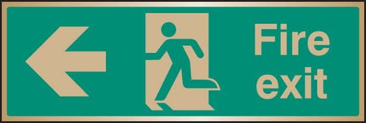 59516 Fire exit arrow left brass 300x100mm  (300x100mm) Safety Sign