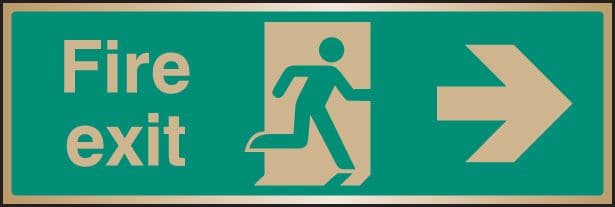 59517 Fire exit arrow right brass 300x100mm  (300x100mm) Safety Sign