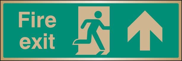 59519 Fire exit arrow ahead brass 300x100mm  (300x100mm) Safety Sign
