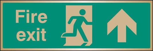 59519 Fire exit arrow ahead brass 300x100mm  (300x100mm) Safety Sign