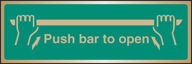 59520 Push bar to open brass 300x100mm  (300x100mm) Safety Sign