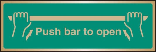 59520 Push bar to open brass 300x100mm  (300x100mm) Safety Sign