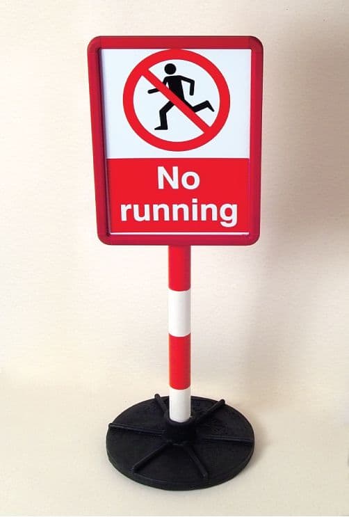 59633 Bespoke sign in red frame on post c/w base  (250x300mm) Safety Sign
