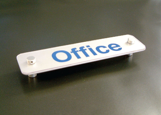 59689 Design Your Own visual impact aluminium door sign 200x50mm c/w stand-off locators  (200x50mm)