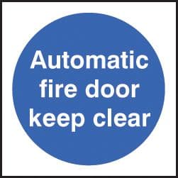 59704 100 S/A labels 100x100mm auto fire door keep clear  (100x100mm) Safety Sign