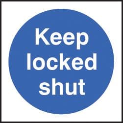 59705 100 S/A labels 100x100mm keep locked shut  (100x100mm) Safety Sign