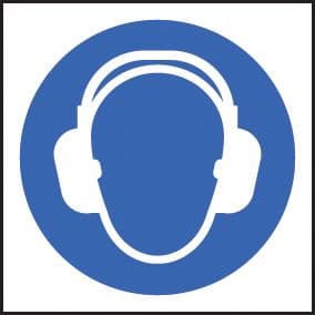 59711 100 S/A labels 50x50mm ear defenders  (50x50mm) Safety Sign