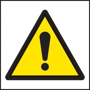 59721 100 S/A labels 50x50mm warning exclamation  (50x50mm) Safety Sign