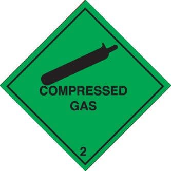 59744 100 S/A labels 100x100mm compressed gas 2  (100x100mm) Safety Sign