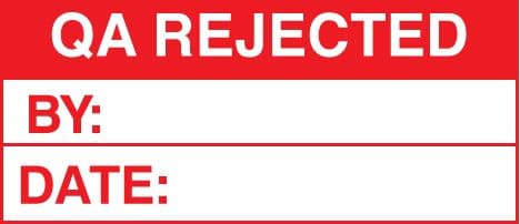59749 100 S/A labels 50x20 qa rejected  (50x20mm) Safety Sign