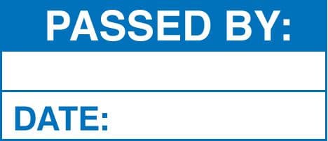 59753 100 S/A labels 50x20 passed by  (50x20mm) Safety Sign