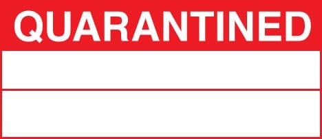 59755 100 S/A labels 50x20 quarantined  (50x20mm) Safety Sign