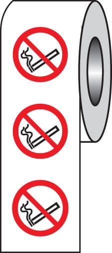 59763 No smoking roll of 100 labels 75mm dia  (75mm dia) Safety Sign