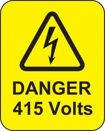 59767 Danger 415 volts roll of 100 labels 40x50mm  (40x50mm) Safety Sign