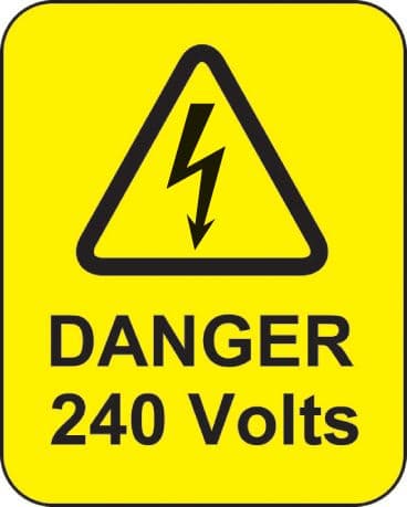 59768 Danger 240 volts roll of 100 labels 40x50mm  (40x50mm) Safety Sign