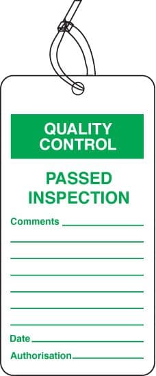 59775 QC tag passed inspection pk of 10  (80x150mm) Safety Sign