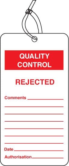 59776 QC tag rejected pk of 10  (80x150mm) Safety Sign