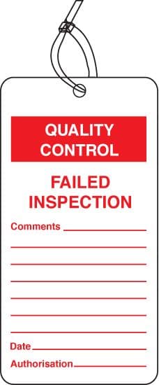 59777 QC tag failed inspection pk of 10  (80x150mm) Safety Sign