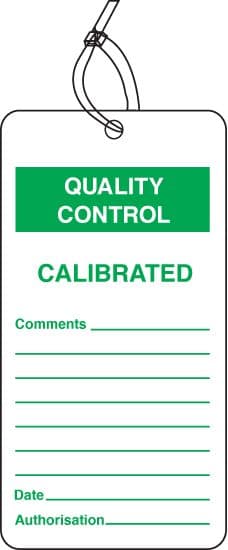 59779 QC tag calibrated pk of 10  (80x150mm) Safety Sign