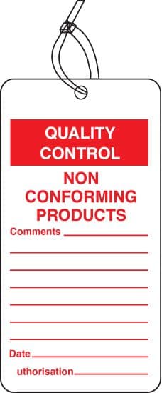 59784 QC tag non conforming product pk of 10  (80x150mm) Safety Sign