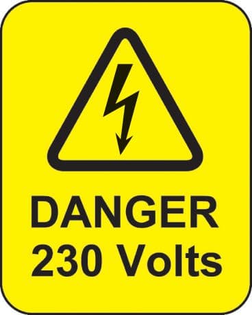 59789 Danger 230 volts roll of 100 labels 40x50mm  (40x50mm) Safety Sign