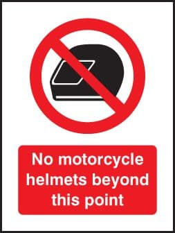 59792 No motorcycle helmets beyond this point 75x100mm sav on face  (75x100mm) Safety Sign