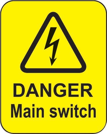 59796 Danger main switch roll of 100 labels 40x50mm  (40x50mm) Safety Sign