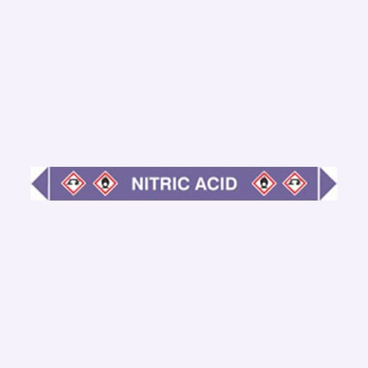 59948 Flow marker Pk of 5 nitric acid  (300x40mm) Safety Sign