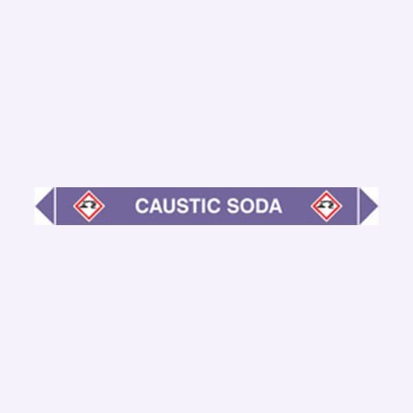 59956 Flow marker Pk of 5 caustic soda  (300x40mm) Safety Sign