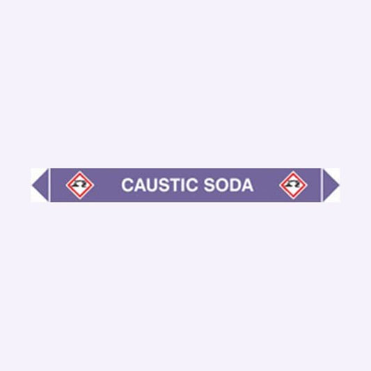 59956 Flow marker Pk of 5 caustic soda  (300x40mm) Safety Sign