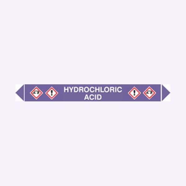 59960 Flow marker Pk of 5 hydrochloric acid  (300x40mm) Safety Sign