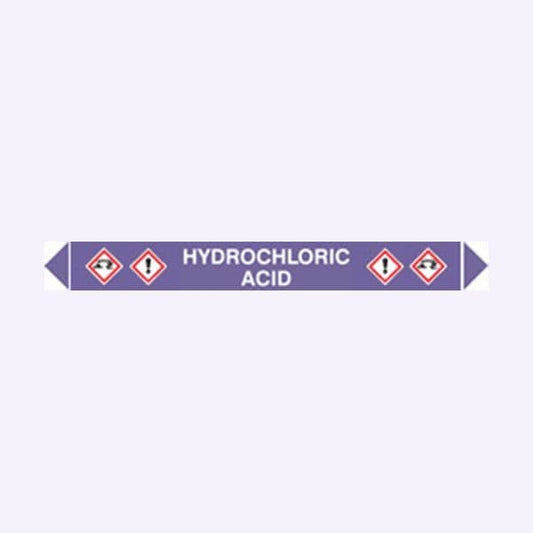 59960 Flow marker Pk of 5 hydrochloric acid  (300x40mm) Safety Sign
