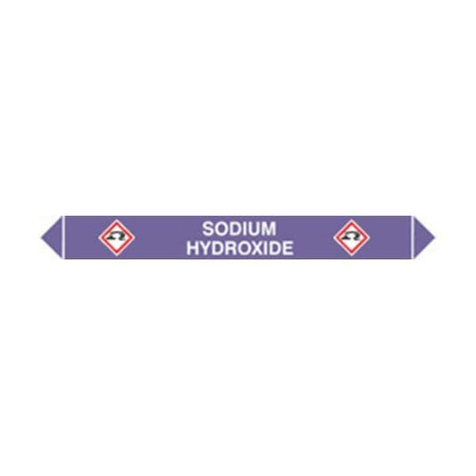 59962 Flow marker Pk of 5 sodium hydroxide  (300x40mm) Safety Sign