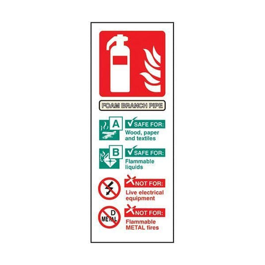 81219S Foam branch pipe extinguisher ID  sign - Quick-Fix with SAV Backing (75x200mm)
