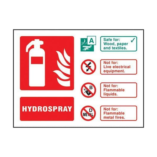 81240D Hydrospray extinguisher ID  sign - Quick-Fix with SAV Backing (100x150mm)