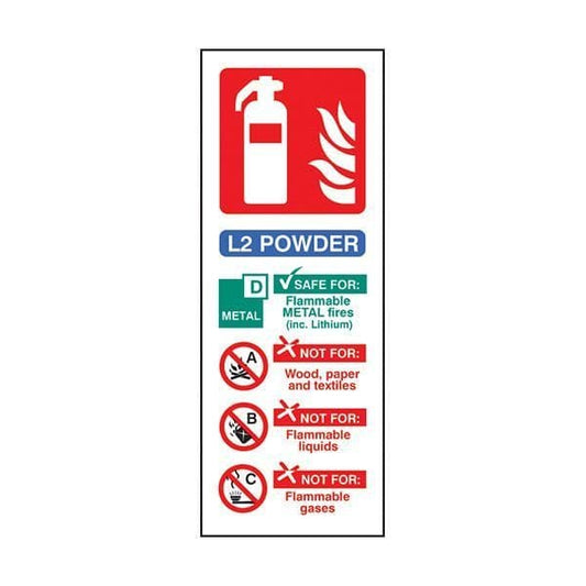 81242S L2 Powder extinguisher ID  sign - Quick-Fix with SAV Backing (75x200mm)