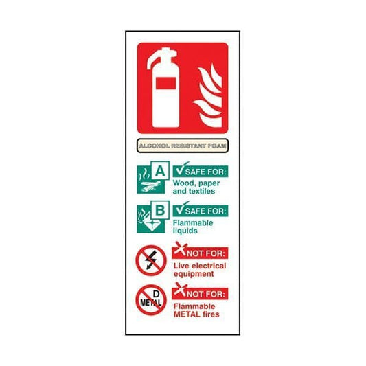 81244S Alcohol resistant foam extinguisher ID  sign - Quick-Fix with SAV Backing (75x200mm)