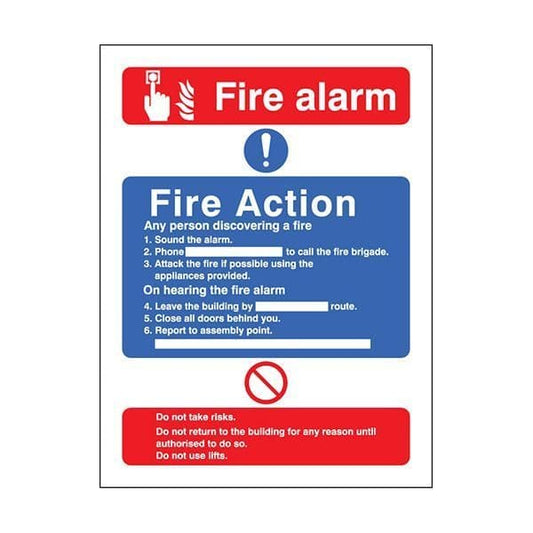 81426H Fire action/call point with lift sign - Quick-Fix with SAV Backing (300x250mm)