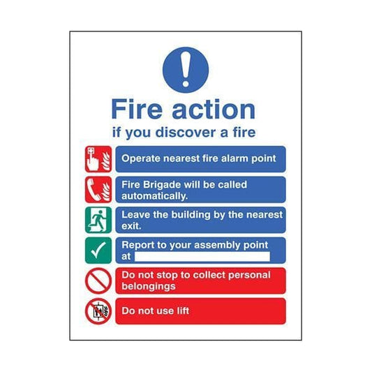 81428H Fire action brigade dialled automatically with lift sign - Quick-Fix (300x250mm)