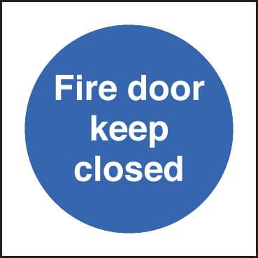 81605B Fire escape keep clear  (80x80mm) Rigid PVC with SAV Backing Safety Sign